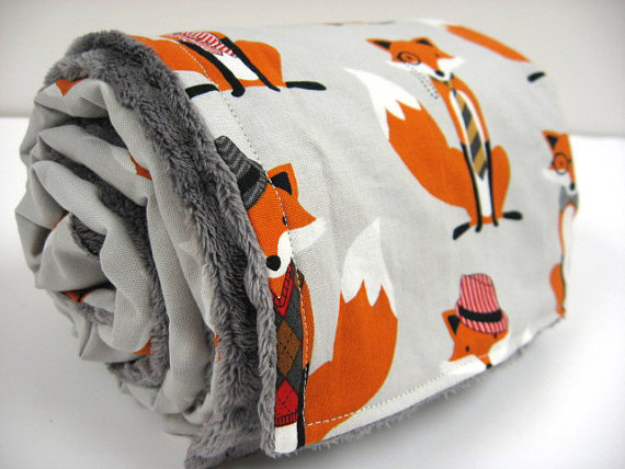 Fox Baby Blanket Made to Order Forest Animal Minky Blanket