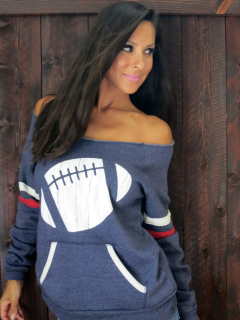 Football Wide Shoulder Girly Sport Sweatshirt. Three Colors to Choose From. Sizes M-XL. by FiredaughterClothing