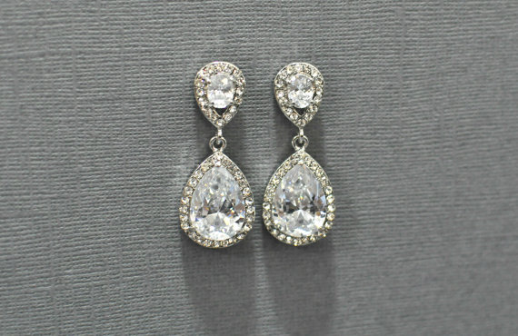 Crystal Teardrop Bridal Earrings, Wedding Jewelry, Pearl and Rhinestone Bridal Wedding Earrings, Statement Chandelier Earrings by TangCreations