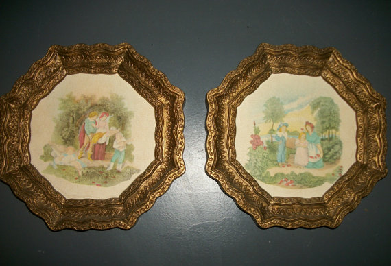 Pair of Small Octagon Shaped Burwood Plaques by Junkydory