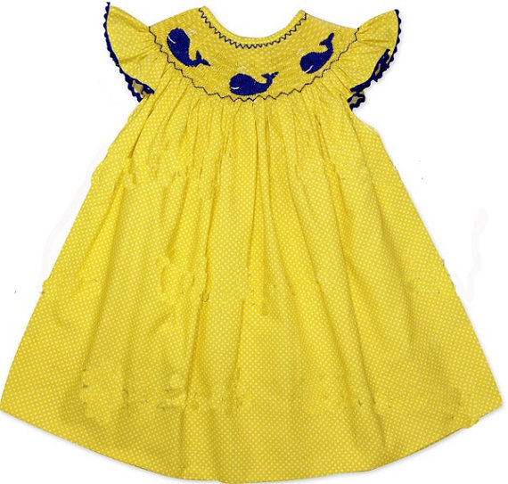 Toddler Girls Smocked Whales Dress from Joanna