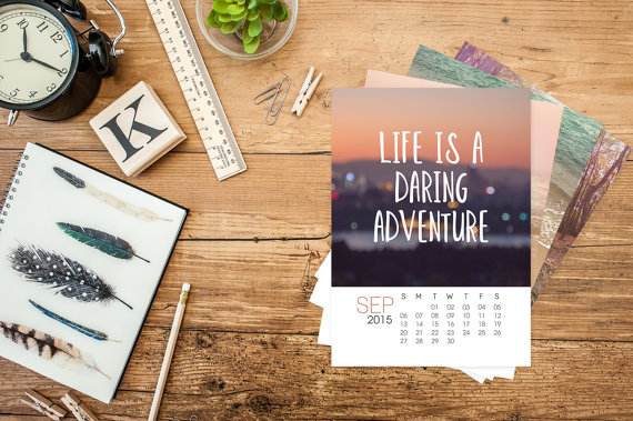 2015 Photography Calendar Inspirational Typography Print Desk