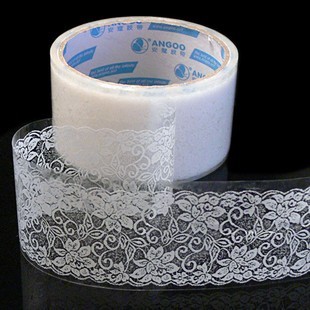 Vintage Rose Victorian White Lace Transparent Big Deco Roll Tape (01) by CharmTape