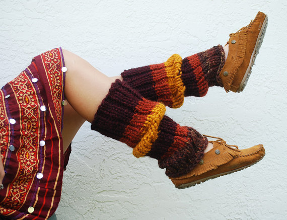 Autumn Inspired Hand Knit Leg Warmers - Wool Blend - MADE TO ORDER by RememberADay