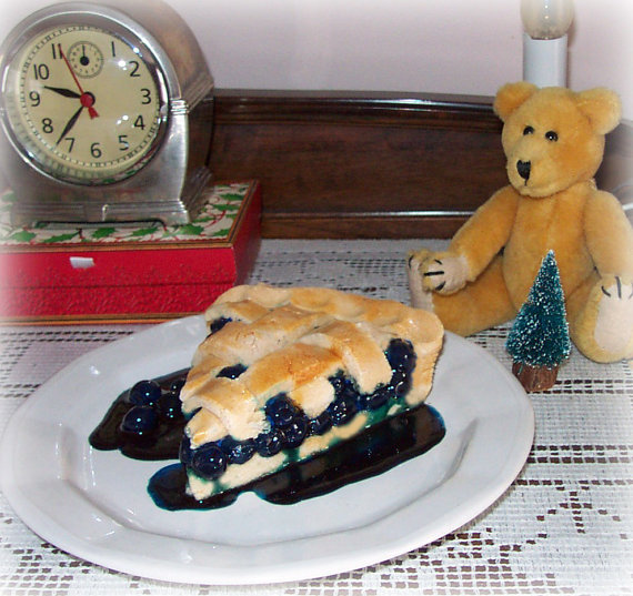 Fake Slice of Blueberry Pie Attached to a Dessert Plate Faux Food Prop Staging by FakeFoodDecor