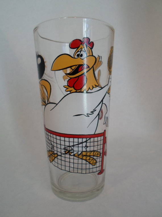 Vintage colorful Warner Brother Rooster Foghorn Leghorn collectible Glasses Cups Glassware by ItsAllTreasure