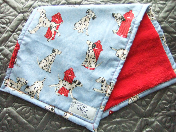 SUPER SOFT Burp Cloth- Dalmations with Red by TatorTops