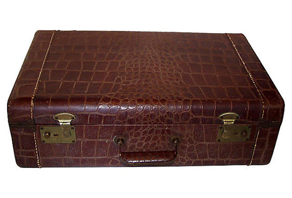 Vintage Luggage Faux Alligator Suitcase Train Case. by wrightsan