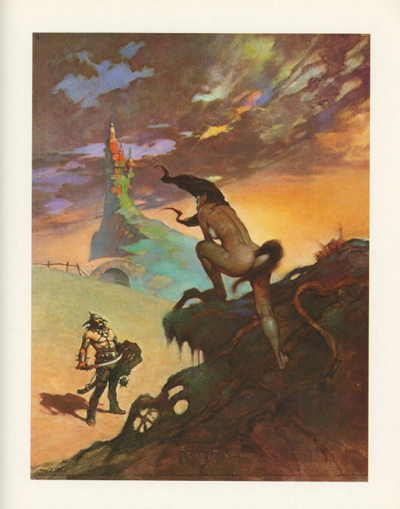 Pony Tail, Warrior Encounters Wild Horse Woman, Frank Frazetta, Antique ...