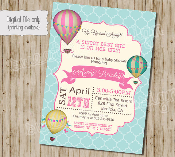 Baby Shower Invitation Hot Air Balloon Baby Shower Invitation