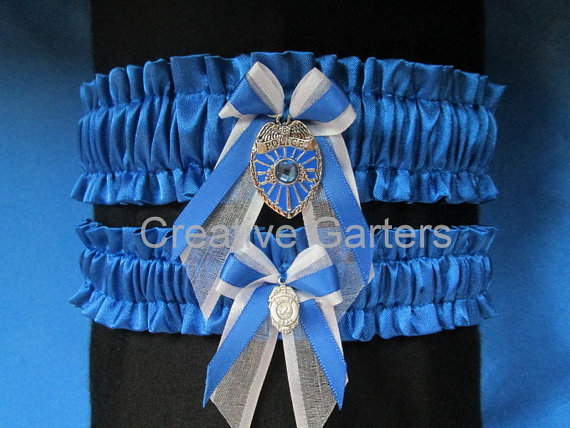 Police Wedding Garter Set Something Blue For Wedding Police