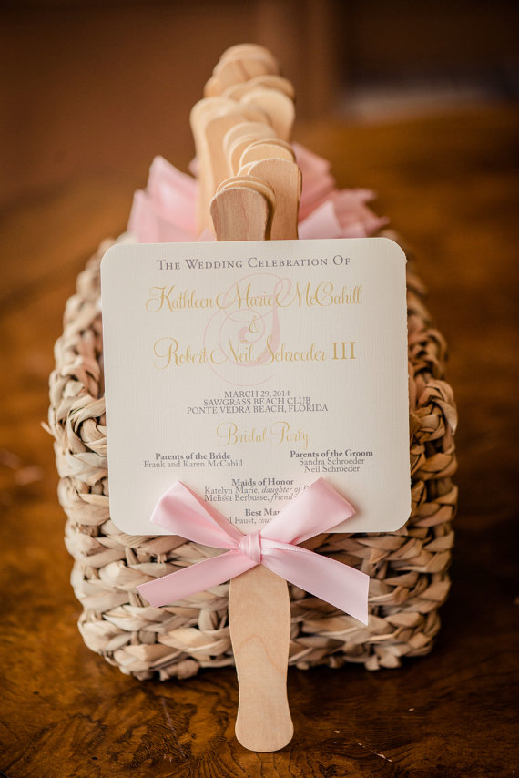 Printable Wedding Program Fan Blush And Gold Diy Flourish Pink