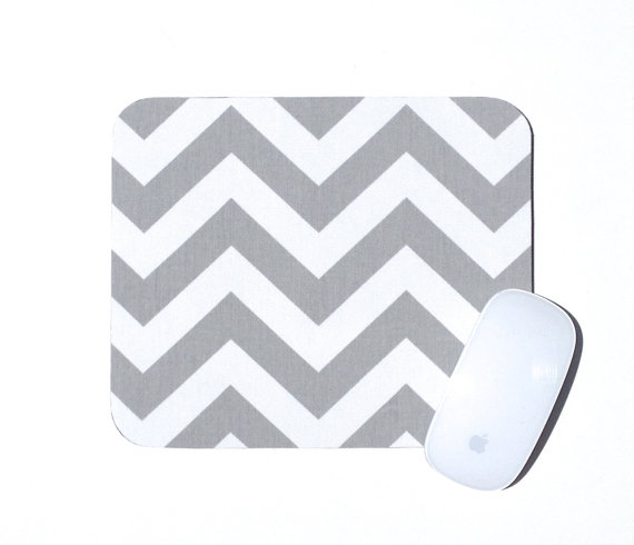 Chevron Mouse Pad Gray And White Home Office Decor Zig Zag