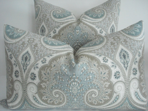 Kravet Decorative Pillow Cover Latika Seafoam Greys