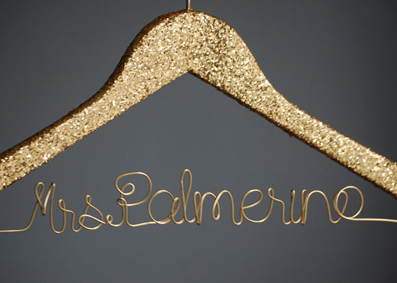 Personalized Gold Glitter Hanger Lingerie Shower Decoration